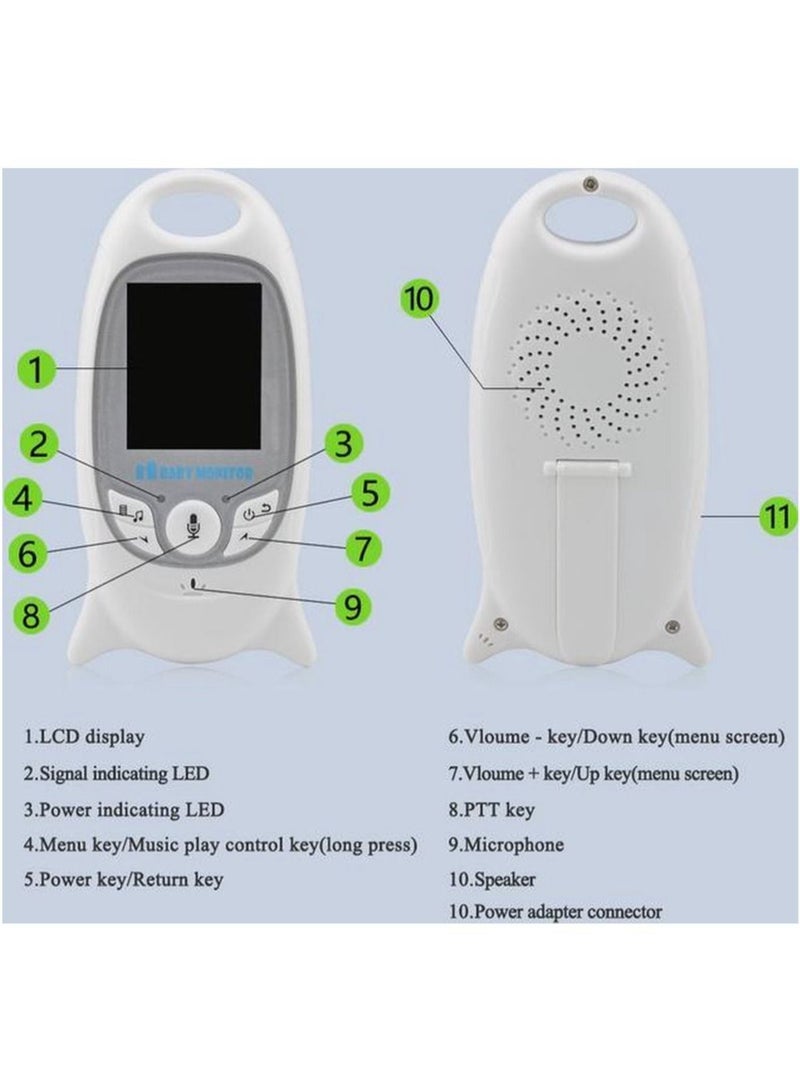 Baby Monitor Video Baby Monitor Wireless with Camera Night Vision Temperature Monitoring Lullaby, 2-Way Intercom System, Color LCD Screen, for Baby, Pet, Old People, sound sensor function