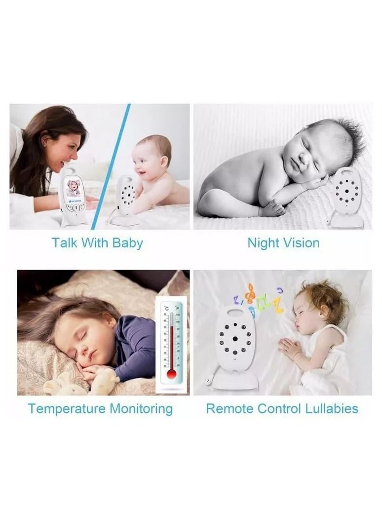 Baby Monitor Video Baby Monitor Wireless with Camera Night Vision Temperature Monitoring Lullaby, 2-Way Intercom System, Color LCD Screen, for Baby, Pet, Old People, sound sensor function