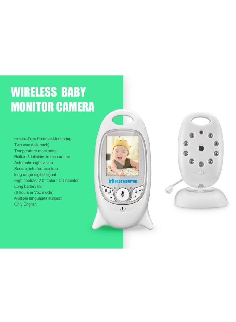 Baby Monitor Video Baby Monitor Wireless with Camera Night Vision Temperature Monitoring Lullaby, 2-Way Intercom System, Color LCD Screen, for Baby, Pet, Old People, sound sensor function