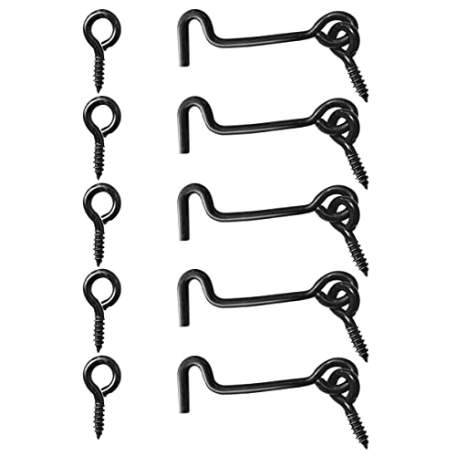 Sdstone Cabin Hook & Eye Latch Gate Door Swivel Window Latch with Mounting Screws, Carbon Steel Door Hook (3 inch, 5PCS) - Image 1