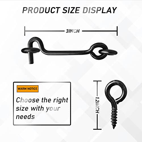 Sdstone Cabin Hook & Eye Latch Gate Door Swivel Window Latch with Mounting Screws, Carbon Steel Door Hook (3 inch, 5PCS) - Image 4