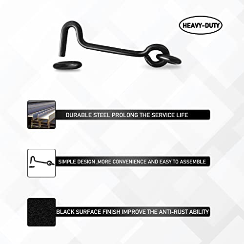 Sdstone Cabin Hook & Eye Latch Gate Door Swivel Window Latch with Mounting Screws, Carbon Steel Door Hook (3 inch, 5PCS) - Image 2