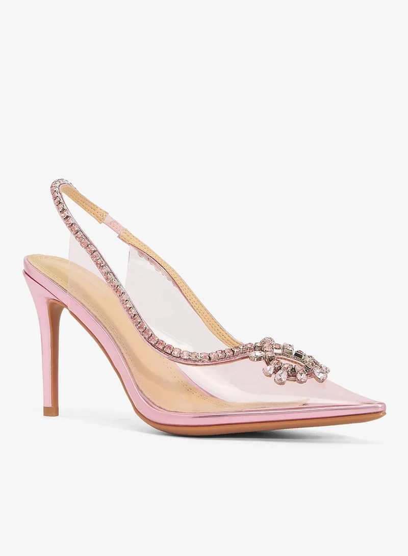 Ella Limited Edition Clear Transparent High Heel Stiletto Rhinestone Diamonte Embellished Pumps
