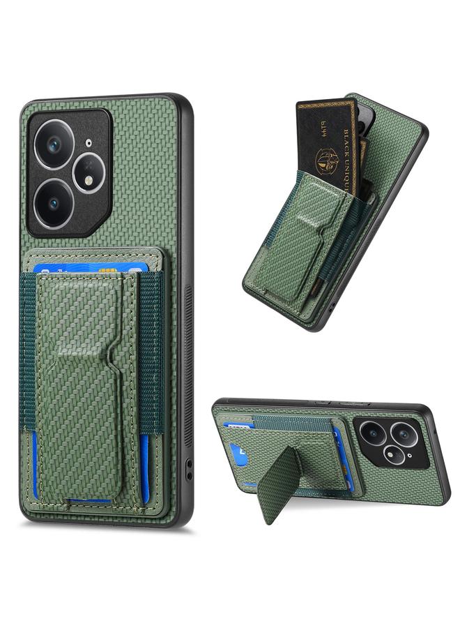 S-TOP Case For Realme Neo7 Carbon Fiber Fold Stand Elastic Card Bag Phone Case - Image 1