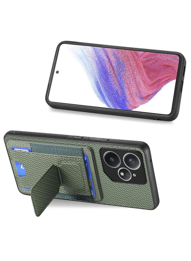 S-TOP Case For Realme Neo7 Carbon Fiber Fold Stand Elastic Card Bag Phone Case - Image 5