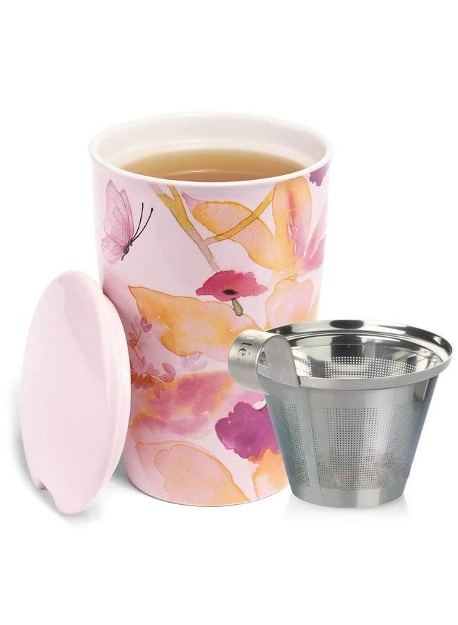 Tea Forte Tea Forte Mariposa Double-Walled Ceramic Kati Cup with Removable Stainless Steel Infuser Basket and Lid, Steeps 12 oz Loose Leaf Tea, Lid and Cup Dishwasher & Microwave Safe, Gifts for Mom  - Image 5