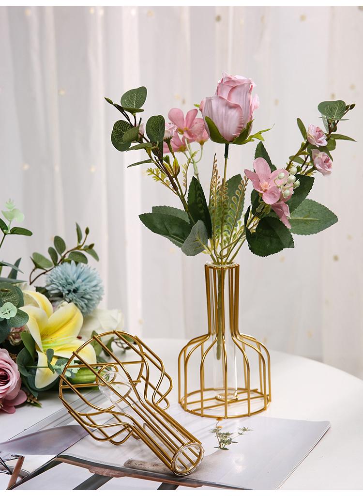 Bluejw Creative Simple Hollow Iron Ornaments Home Living Room Transparent Vase - Image 4