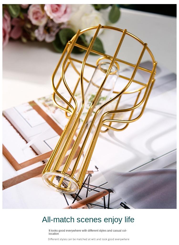 Bluejw Creative Simple Hollow Iron Ornaments Home Living Room Transparent Vase - Image 5