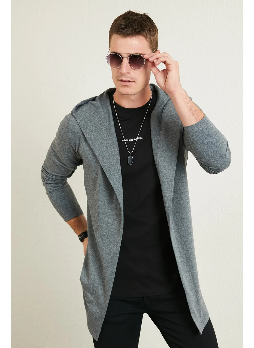 Buratti Slim Fit Cotton Hooded Knitted Cardigan Men's Cardigan 5896587