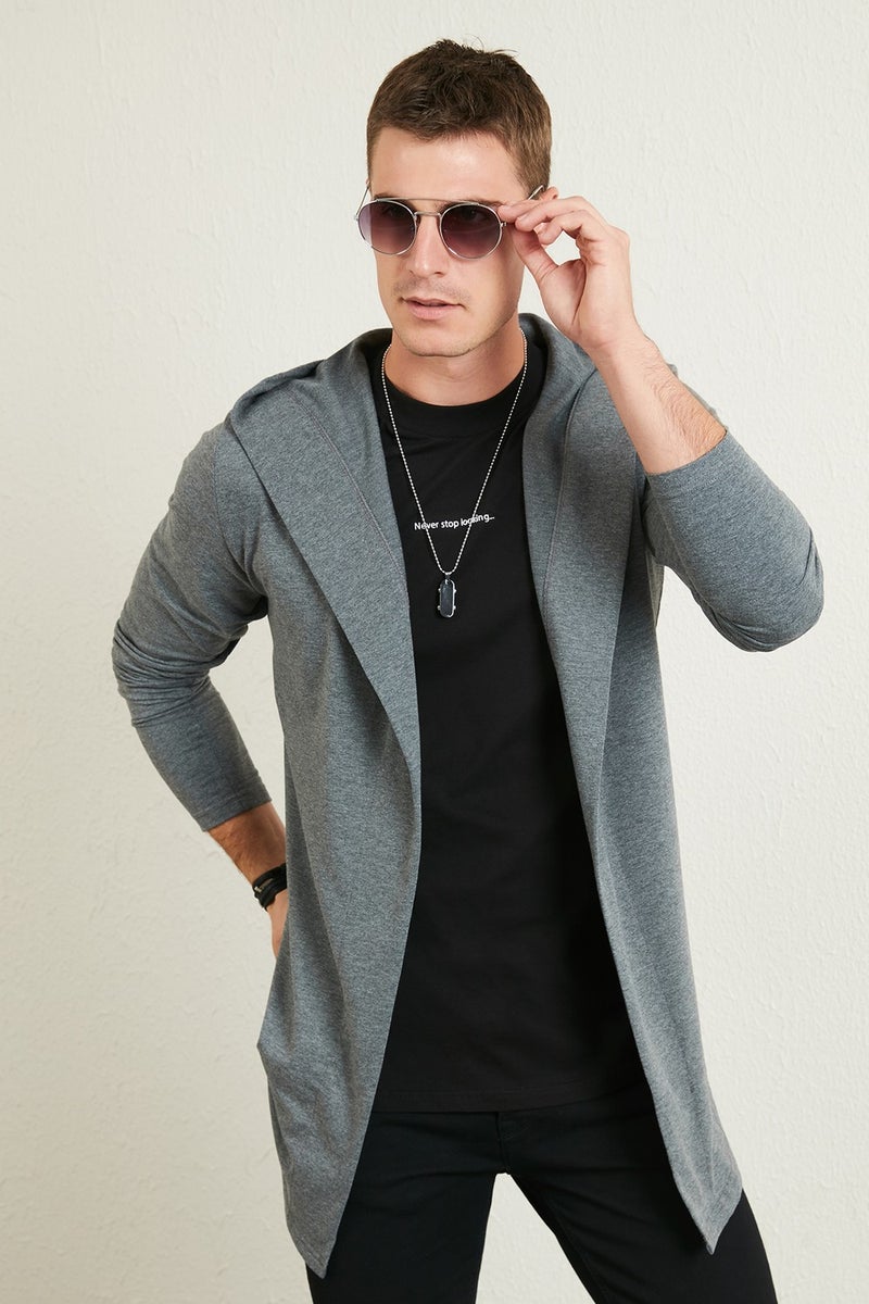 Buratti كارديجان رجالي محبوك بغطاء رأس من القطن بقصّة Slim Fit 5896587  - Image 1