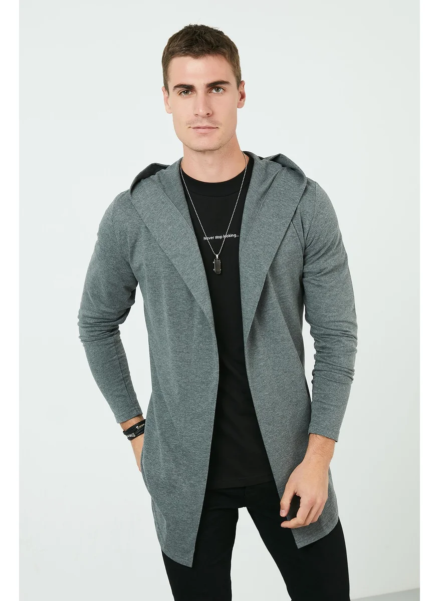 Buratti Slim Fit Cotton Hooded Knitted Cardigan Men's Cardigan 5896587