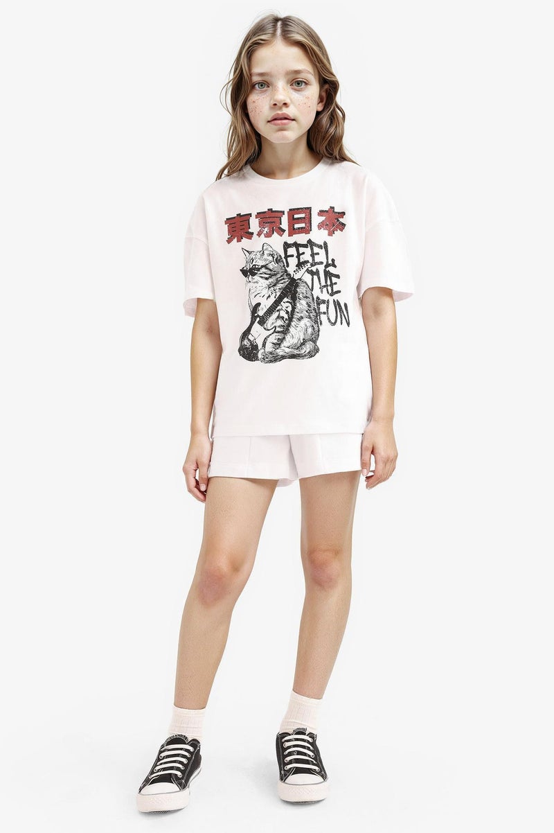 DeFacto White Girl Girl Elastic Waist Basic Shorts Casual - Image 1