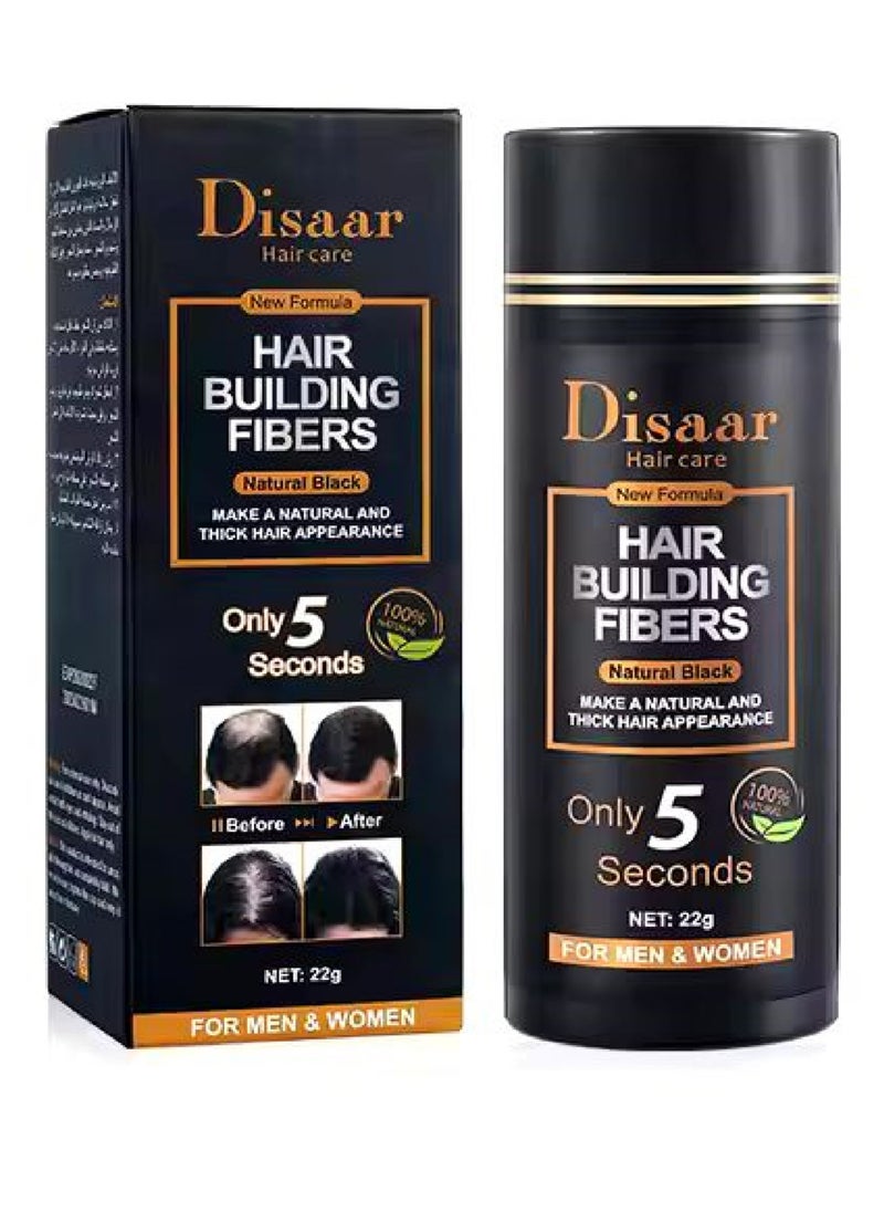 Disaar - Hair Building Fibers Powder for Men Women Natural Black 22g - Image 1