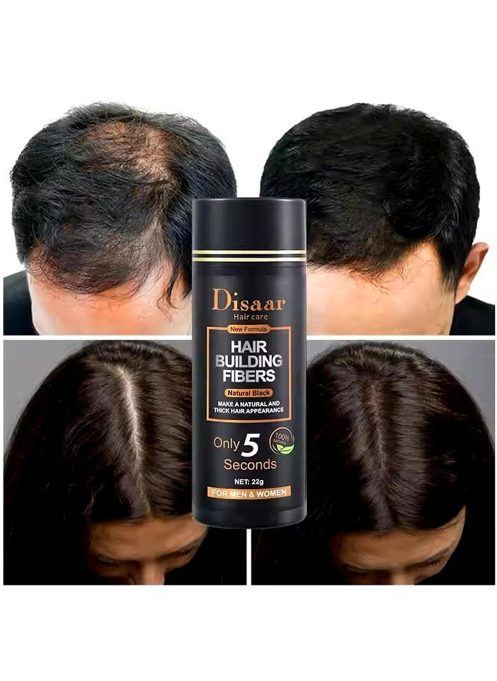 Disaar - Hair Building Fibers Powder for Men Women Natural Black 22g - Image 1