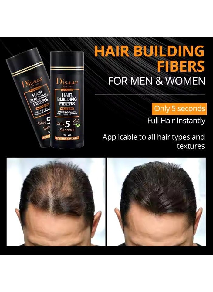 Disaar - Hair Building Fibers Powder for Men Women Natural Black 22g - Image 1