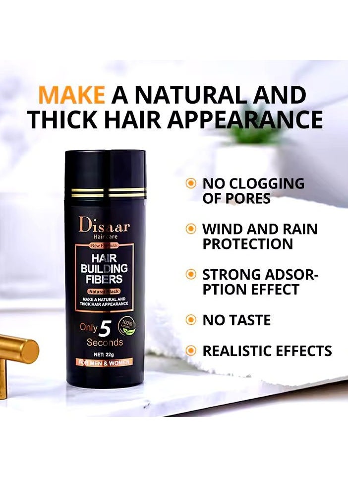 Disaar - Hair Building Fibers Powder for Men Women Natural Black 22g - Image 1