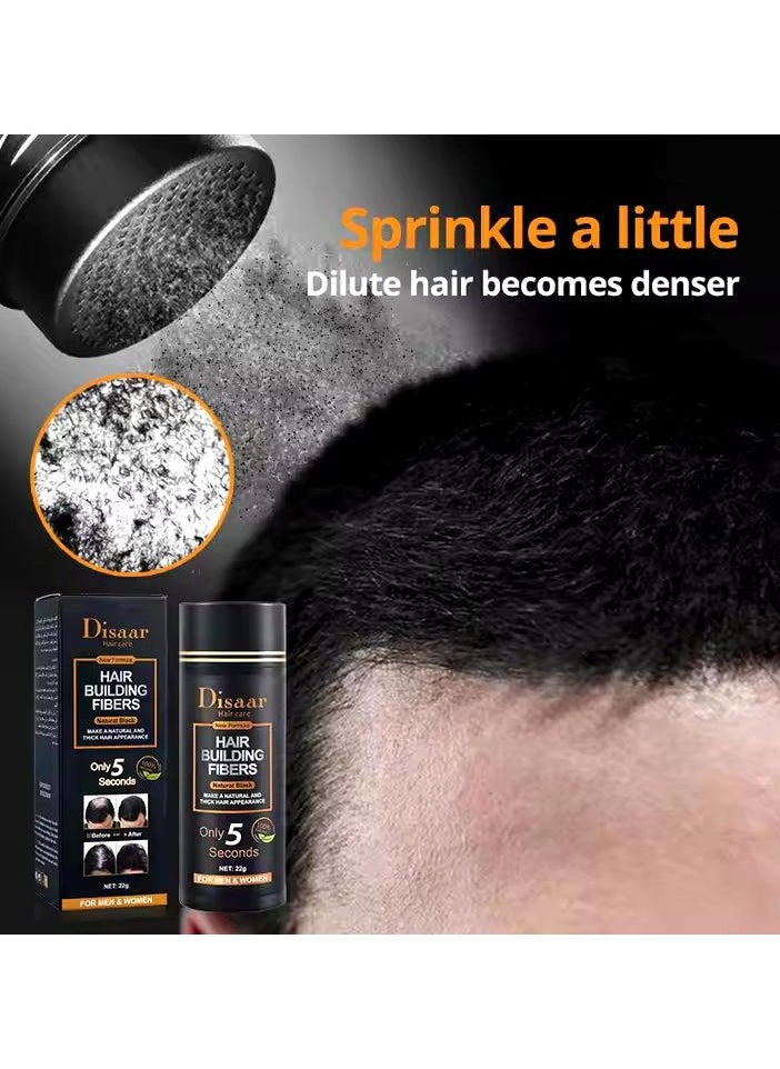 Disaar - Hair Building Fibers Powder for Men Women Natural Black 22g - Image 1