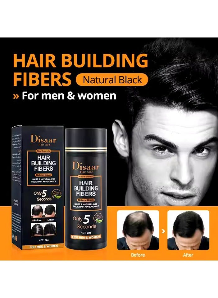 Disaar - Hair Building Fibers Powder for Men Women Natural Black 22g - Image 1