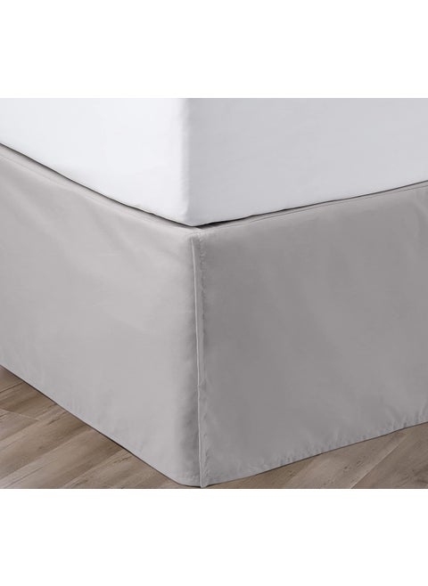 SGI bedding 18 Inch Drop Bed Skirt California King Size with Platform to Stay in Place Elegant Pleated Design with Split Corners Wrinkle Resistant Fabric for Modern and Stylish Look - Light Grey