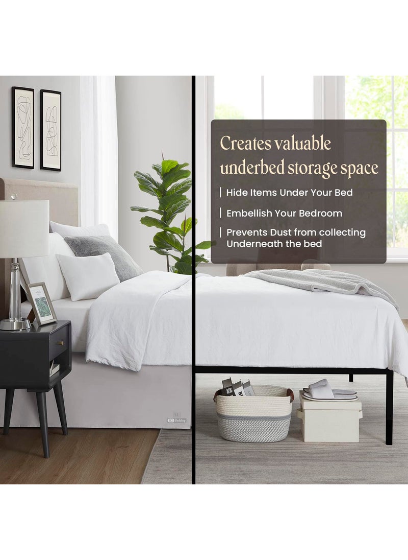 SGI bedding 18 Inch Drop Bed Skirt California King Size with Platform to Stay in Place Elegant Pleated Design with Split Corners Wrinkle Resistant Fabric for Modern and Stylish Look - Light Grey