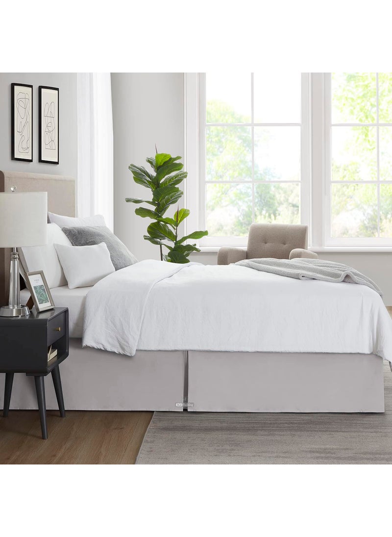 SGI bedding 18 Inch Drop Bed Skirt California King Size with Platform to Stay in Place Elegant Pleated Design with Split Corners Wrinkle Resistant Fabric for Modern and Stylish Look - Light Grey