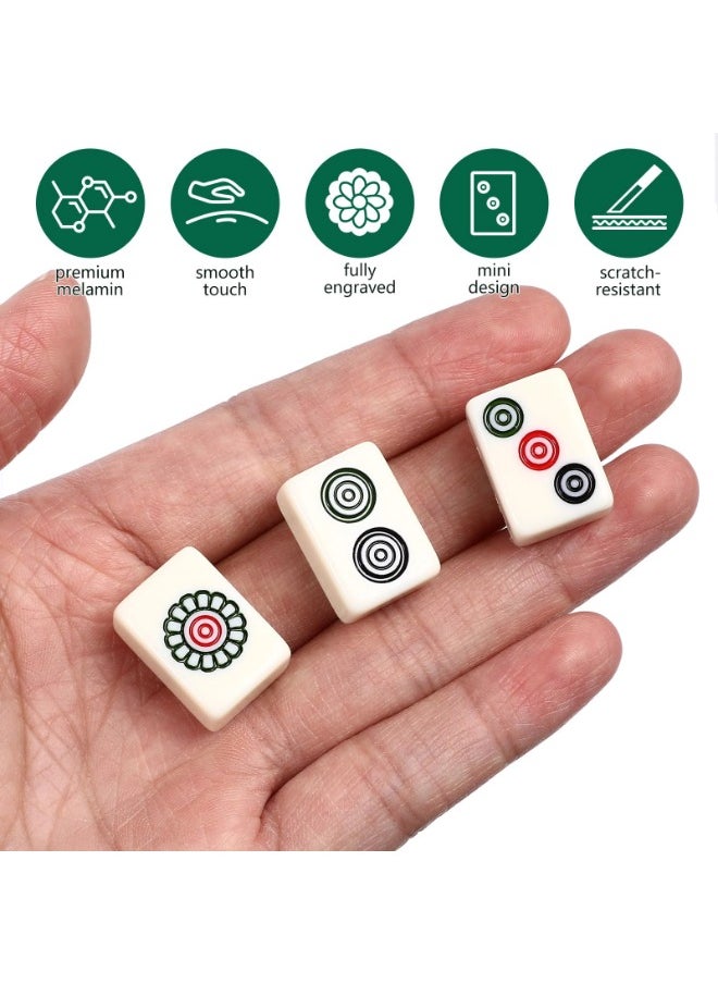 ShebSheb - Portable Travel Mahjong Set Game,Traditional Chinese Mahjong Game,Mahjong Tiles Set,Classic Gathering Party Game for Family Team Camping - Image 1