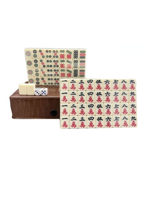 Portable Travel Mahjong Set Game,Traditional Chinese Mahjong Game,Mahjong Tiles Set,Classic Gathering Party Game for Family Team Camping