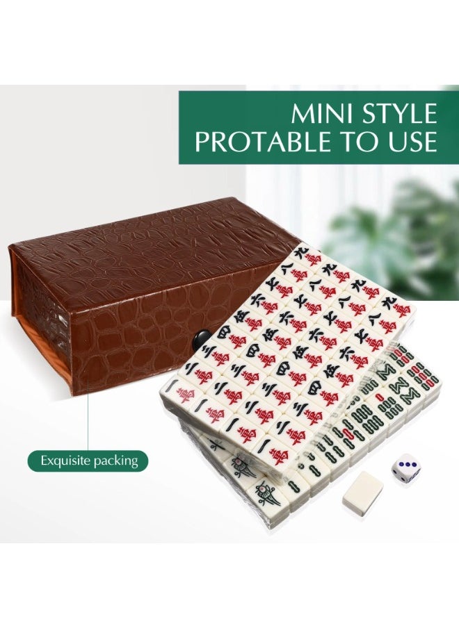 ShebSheb - Portable Travel Mahjong Set Game,Traditional Chinese Mahjong Game,Mahjong Tiles Set,Classic Gathering Party Game for Family Team Camping - Image 1