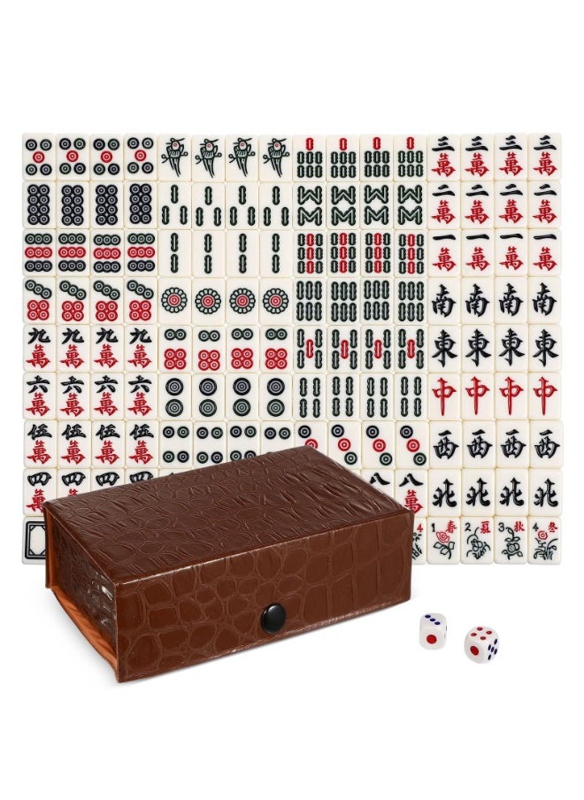 ShebSheb - Portable Travel Mahjong Set Game,Traditional Chinese Mahjong Game,Mahjong Tiles Set,Classic Gathering Party Game for Family Team Camping - Image 1