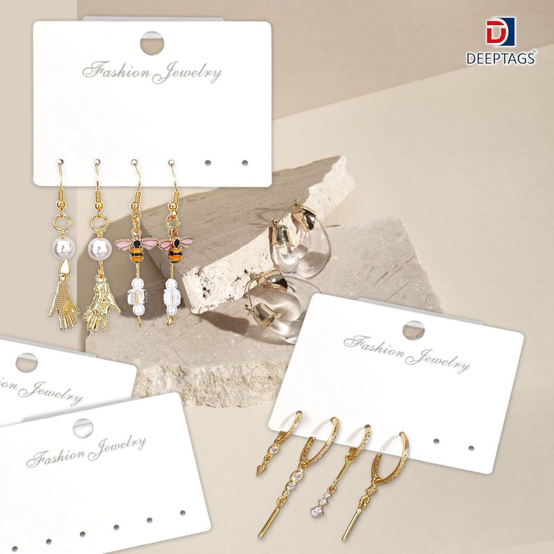 DEEPTAGS Earring Display Card Jewellery Card for Earring Studs Dangle Earrings White 120 PCS 6 x 4 CM - Image 3