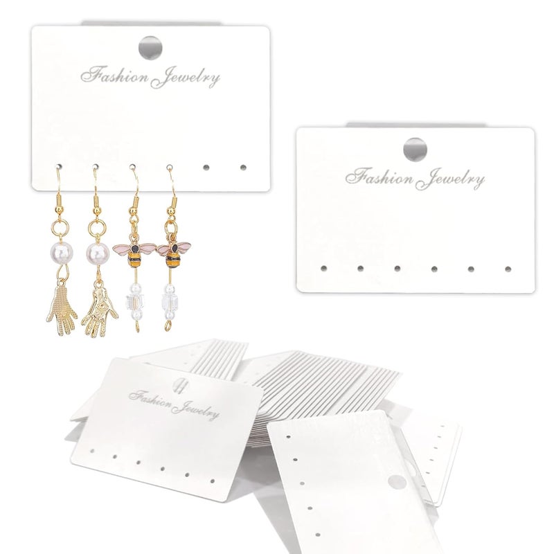 DEEPTAGS Earring Display Card Jewellery Card for Earring Studs Dangle Earrings White 120 PCS 6 x 4 CM - Image 1