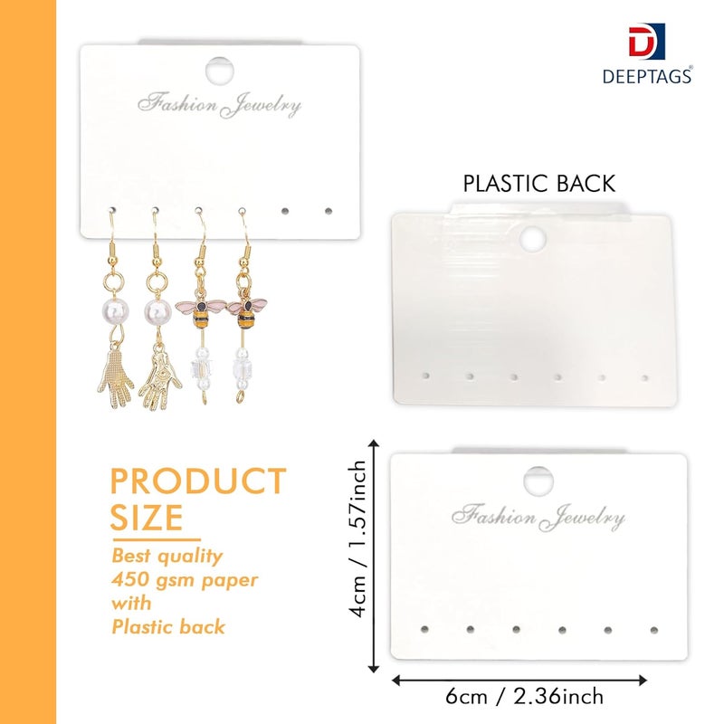 DEEPTAGS Earring Display Card Jewellery Card for Earring Studs Dangle Earrings White 120 PCS 6 x 4 CM - Image 2