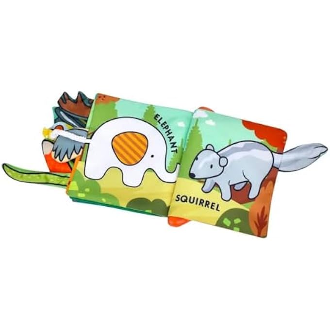 BABY CLOTH BOOK – ‘ANIMAL WORLD’ SOFT FABRIC BOOK WITH CRINKLE PAGES, SOOTHING LIGHTS & MUSIC, SENSORY LEARNING TOY WITH TEETHER & HANGING RING – WASHABLE, NON-TOXIC – AGES 0+ - Image 3