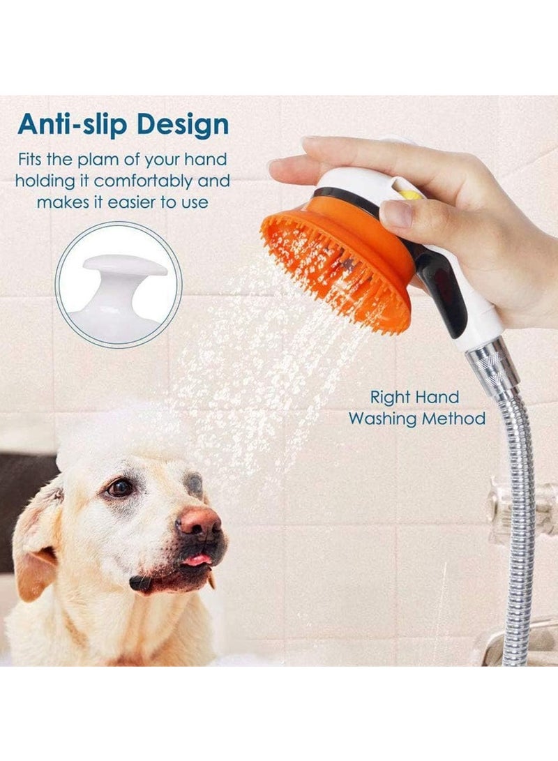 Handheld Pet Shower Head Pet Grooming Shower Bath Spray Head Indoor Outdoor Adjustable Handheld Bathing Tool for Dogs and Cats (Orange Color) - Image 3