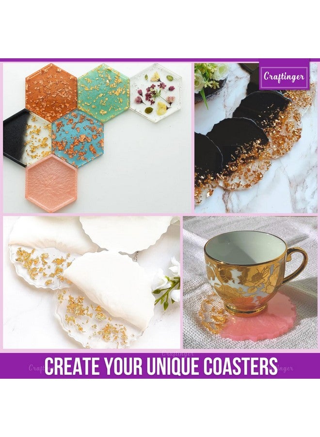 Craftinger طقم كوستر ريزين DIY من كرافتينجر مع 200 جرام من راتنج الإيبوكسي وقوالب والمزيد، متعدد الألوان - Image 3