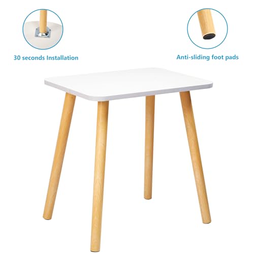 TARKAN Small Modern Wooden End Table for Living Room, Home, Office - Easy Assembly, White (30x40cm, Rectangle) - Image 2