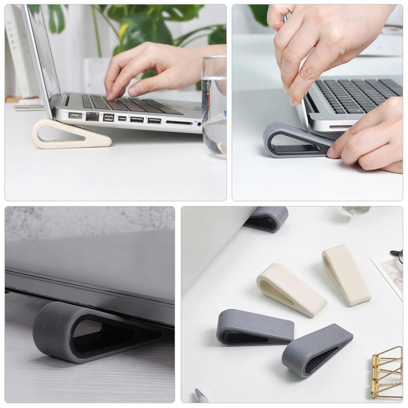 Adjustable Laptop Stand 4 Pack Portable Cooling Riser Height Support Black White Set - Image 4