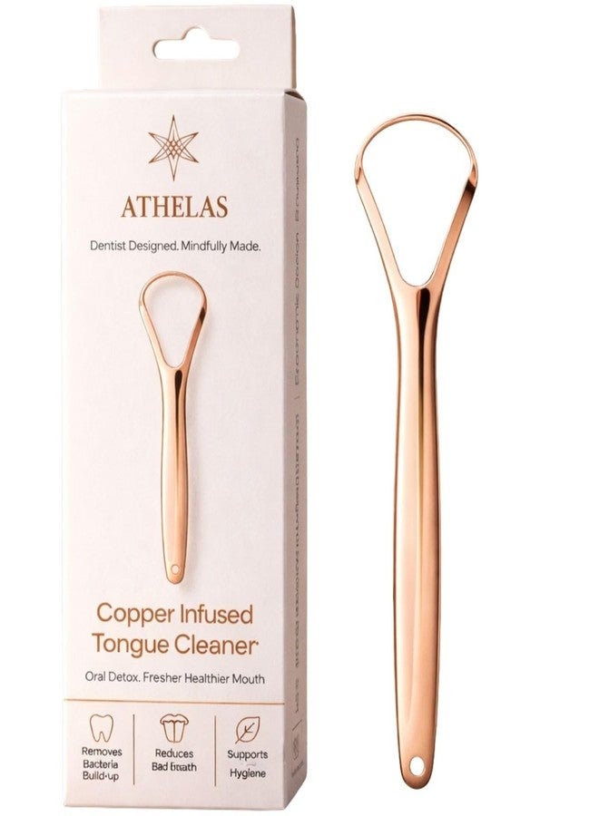 Athelas Copper Coated Tongue Cleaner | Removes Bad Breath & Bacteria | Naturally Anti Microbial Premium Dentist Designed Tongue Scraper - Image 1