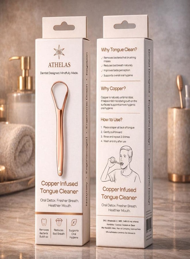 Athelas Copper Coated Tongue Cleaner | Removes Bad Breath & Bacteria | Naturally Anti Microbial Premium Dentist Designed Tongue Scraper - Image 5