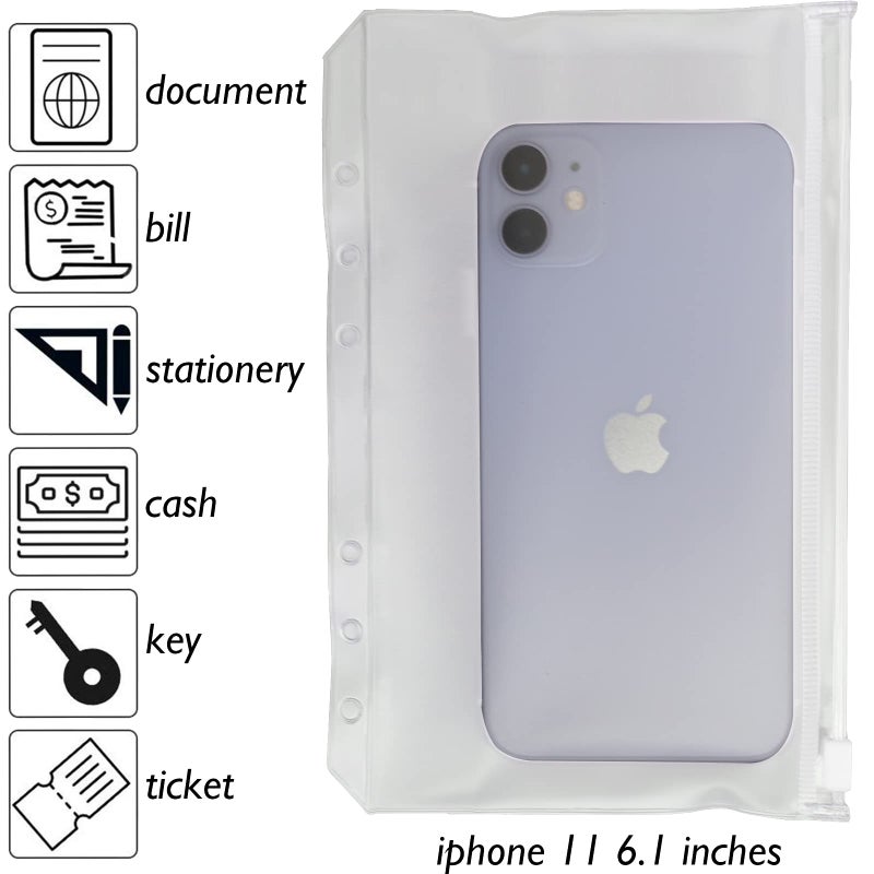 Tutata 24PCS A5 Binder Pockets, A5 Budget Envelopes with Zipper, Waterproof, 6-Ring Notebook Binder, Document Filing Bags - Image 4