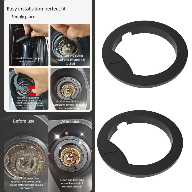 2 Pack Coffee Grinder Splash Guard Rings Anti Jam Replacement Hoppers Seals High Temperature - Image 3