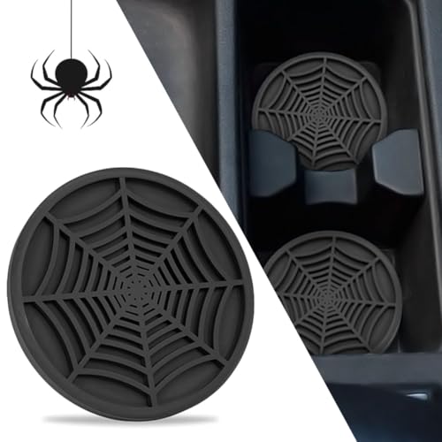 DBlosp 4 Pack Car Cup Holder Coasters, Cute and Creativity Cup Holder Insert Coaster Car Interior Accessories-2.75 inch Silicone Anti Slip Spider Web Car Coaster-Universal - Image 2