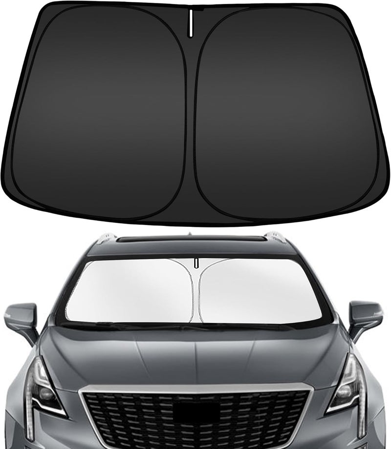 ARISMOTOR ظل شمسي للزجاج الأمامي لسيارة Cadillac XT5 للموديلات 2017-2026، مصمم خصيصًا ليناسب الزجاج الأمامي، قابل للطي، يحمي من أشعة الشمس ويحافظ على برودة السيارة. - Image 1