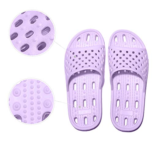 WOTTE Shower Sandals Women Quick Drying Bath Slippers Non Slip Dorm Shoes Size 8 Purple - Image 3
