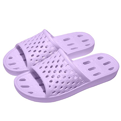 WOTTE Shower Sandals Women Quick Drying Bath Slippers Non Slip Dorm Shoes Size 8 Purple - Image 1
