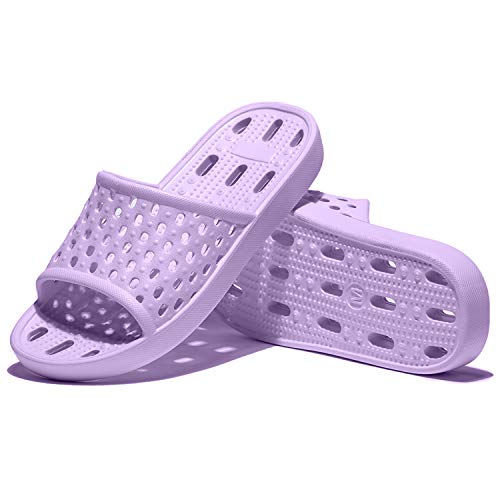 WOTTE Shower Sandals Women Quick Drying Bath Slippers Non Slip Dorm Shoes Size 8 Purple - Image 2