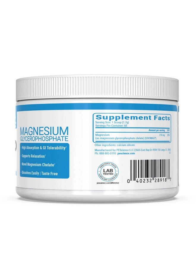 PEScience Mag-GP, Magnesium Glycerophosphate Chelate, 60 Servings, High Absorption, Improved Sleep, Stress Relief & Cramp Support - Image 4