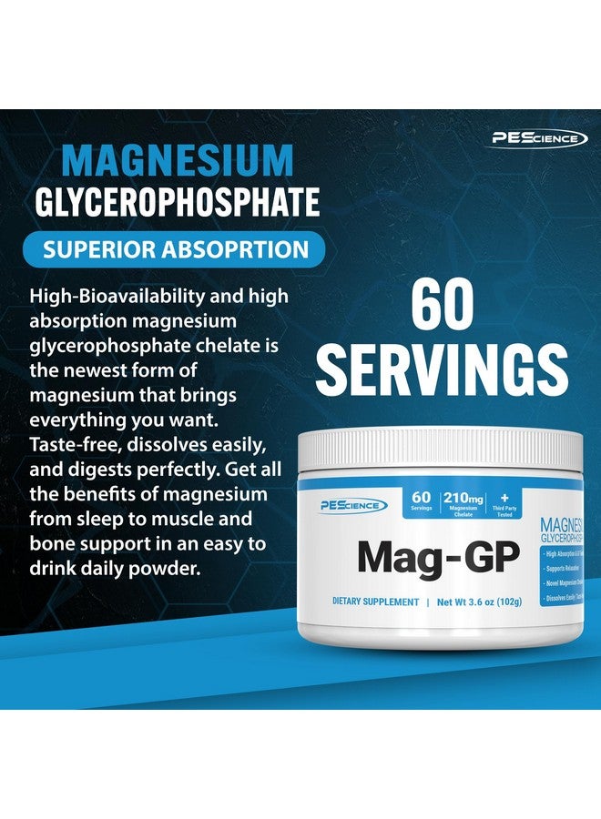 PEScience Mag-GP, Magnesium Glycerophosphate Chelate, 60 Servings, High Absorption, Improved Sleep, Stress Relief & Cramp Support - Image 2