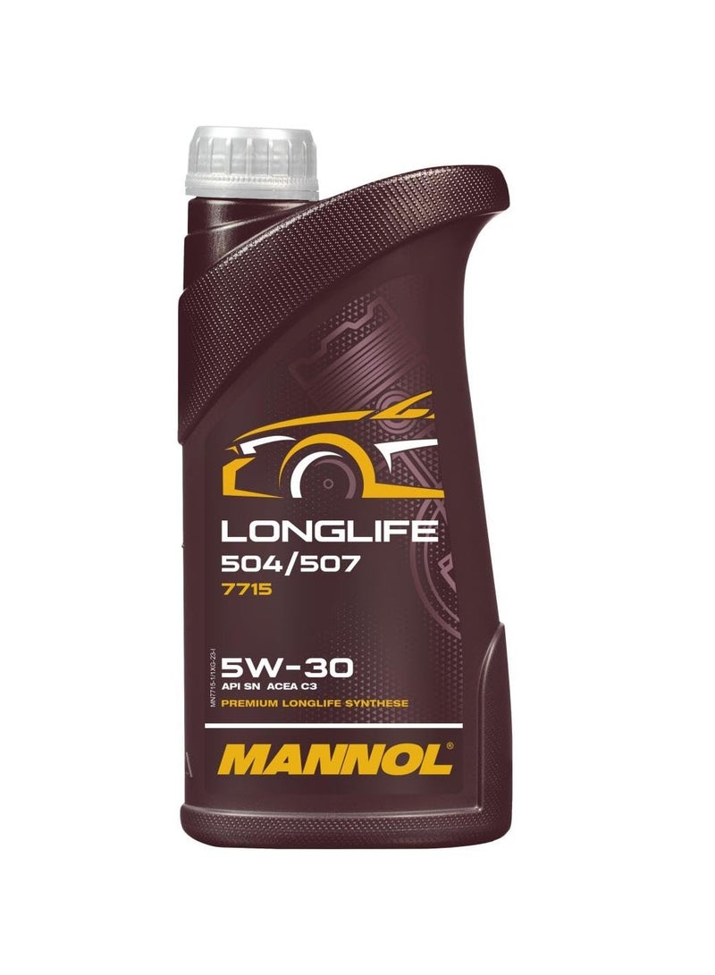 MANNOL 7715 LONGLIFE 504/507 SAE 5W-30 API SN ACEA C3 FULLY SYNTHETIC ENGINE OIL FOR PETROL AND DIESEL ENGINES OF CARS (LONG LIFE UPTO 30,000 KM) - Image 1
