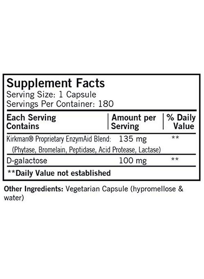 Kirkman Enzyme-Aid Dietary Supplement 180 Capsules - Image 2